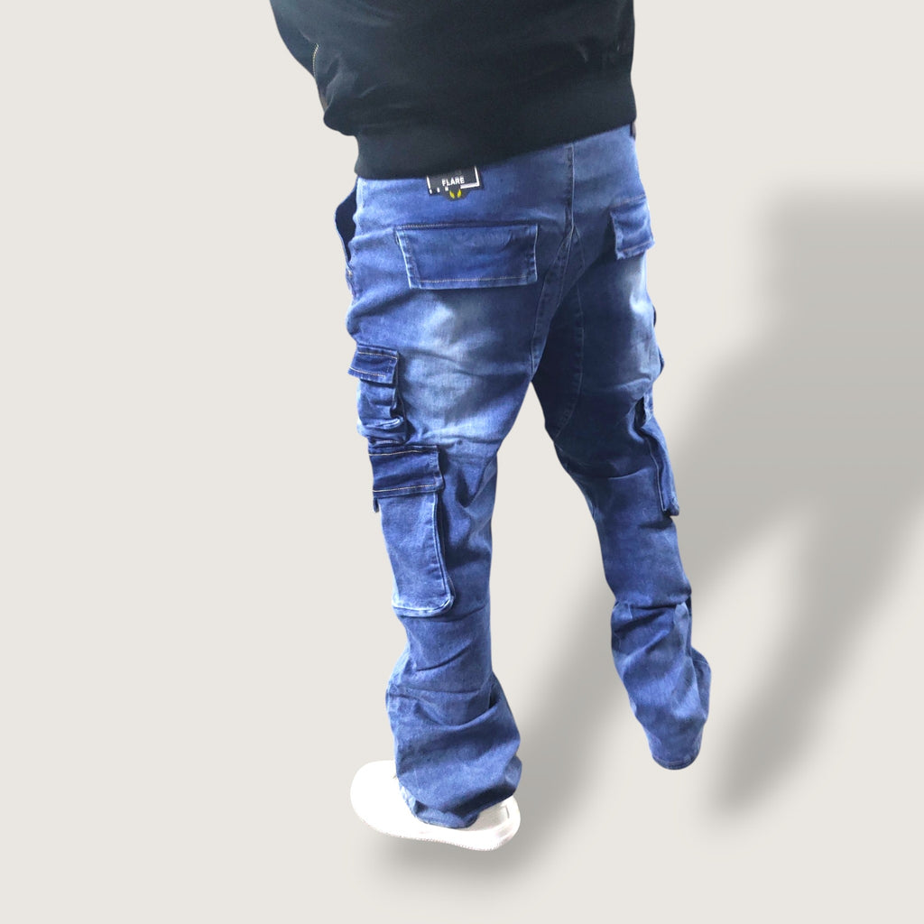 Jeans Flare Blue Cargo